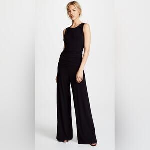 KamaliKuture X Norma Kamali Jumpsuit Black Sleeveless Shirred Waist Size M